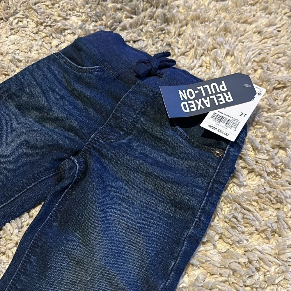 Blue Wash Denim Relaxed Pull On Jeans New 2T - Osh Kosh B' Gosh